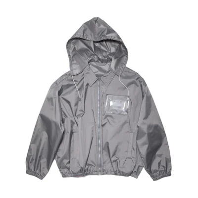 Acne Studios SS23 Mens Grey Solid Color Zip-Up Hoodie Jacket. C90119-AFH