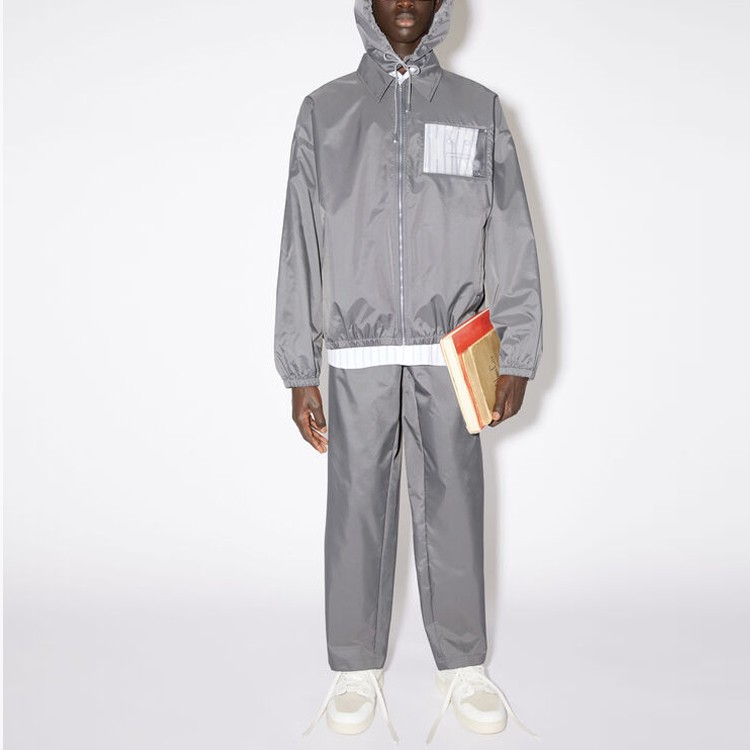 Acne Studios SS23 Mens Grey Solid Color Zip-Up Hoodie Jacket. C90119-AFH 圖 3
