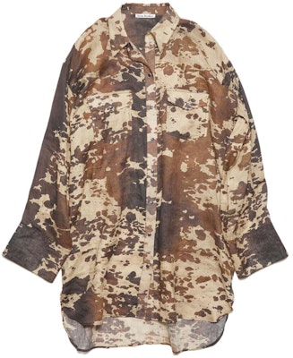 Acne Studios SS23 橄欖色噴漆印花寬鬆長袖襯衫裙 A20572-ADM Buy Acne Studios SS23 橄欖色噴漆印花寬鬆長袖襯衫裙 A20572-ADM