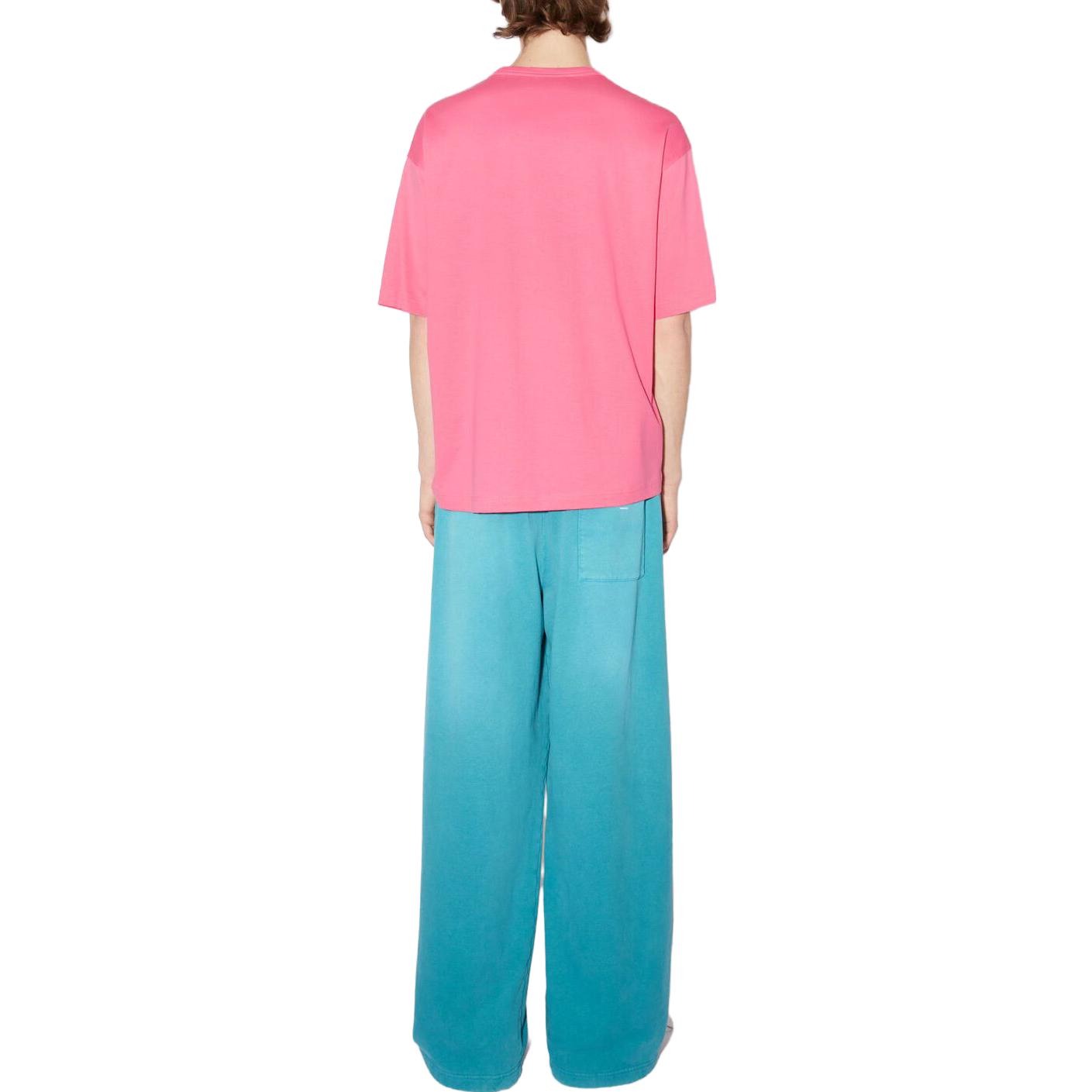 Shop Acne Studios SS23 粉色笑臉標誌男女同款圓領T恤。 CL0206-ACV