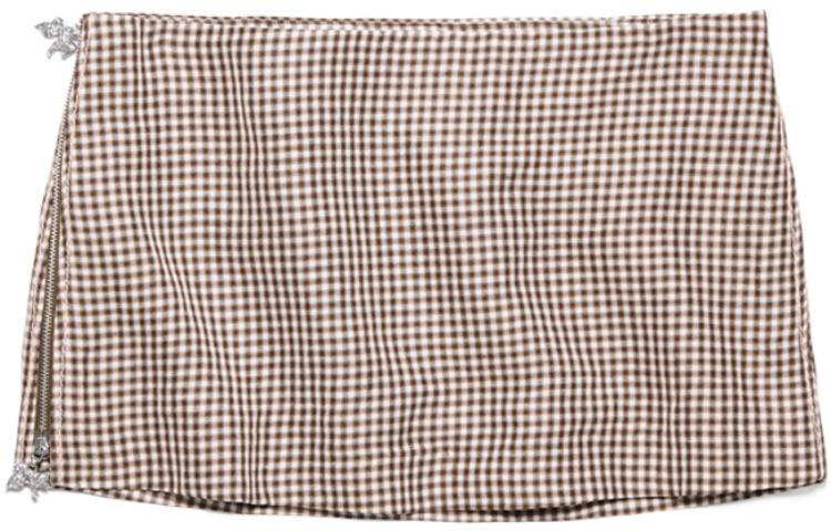Acne Studios SS23 Plaid Side-Zip Mini Skirt Brown AF0312-AIH