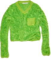 Acne Studios SS23 Slim Fit V-Neck Knit Pullover Long Sleeve Green B60266-ABD Acne Studios SS23 Slim Fit V-Neck Knit Pullover Long Sleeve Green B60266-ABD