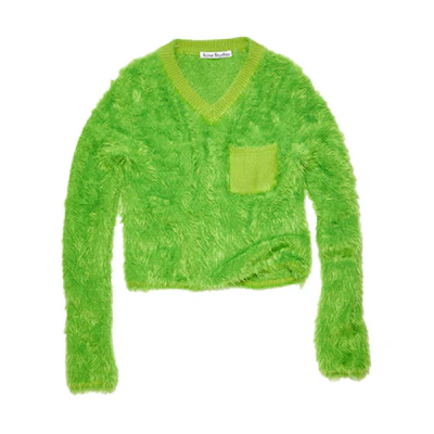 Acne Studios SS23 Slim Fit V-Neck Knit Pullover Long Sleeve Green B60266-ABD