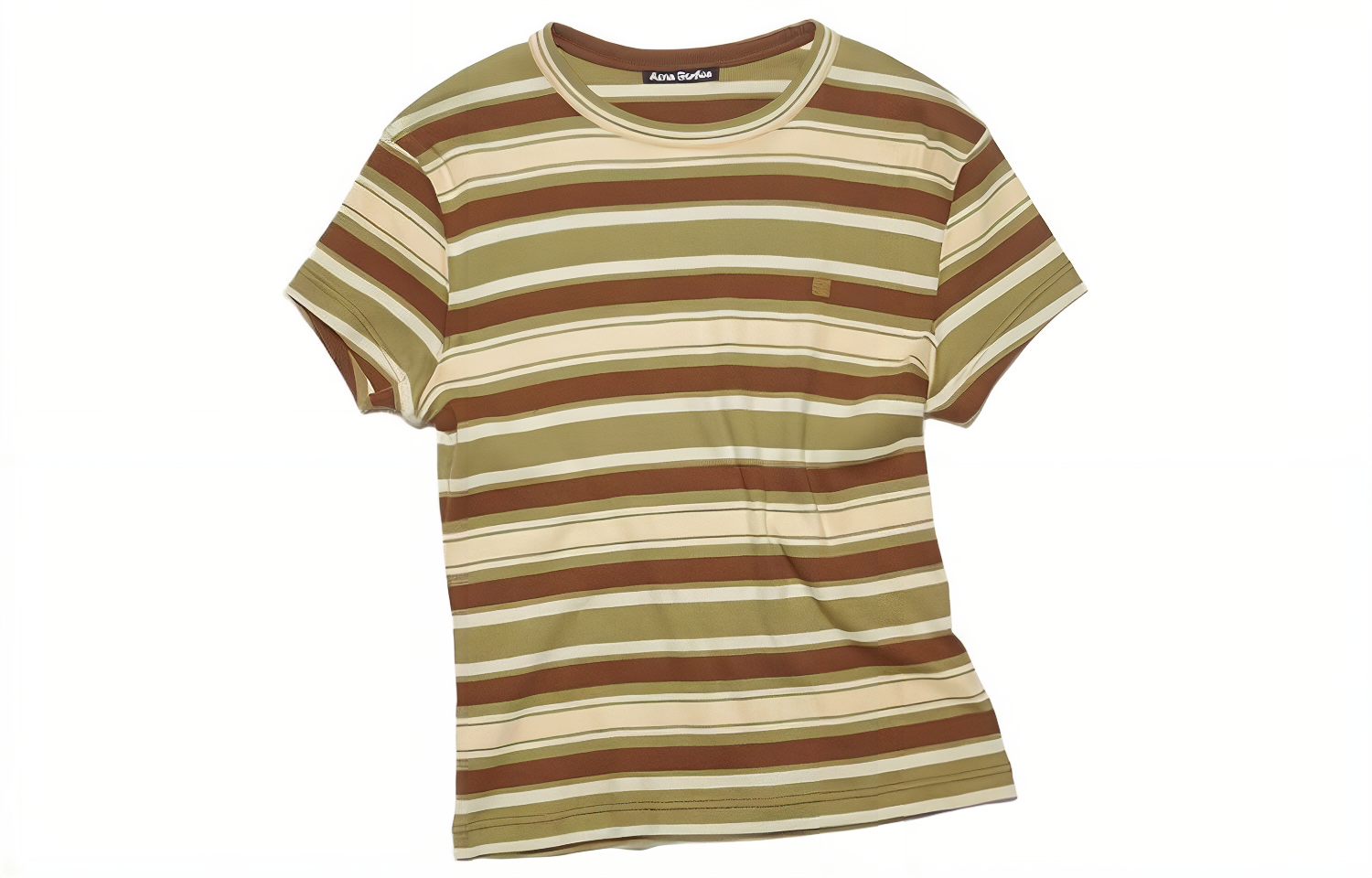 Acne Studios SS23 Smiley Face Striped Cotton Slim Fit T-Shirt Green Unisex CL0211-BHM