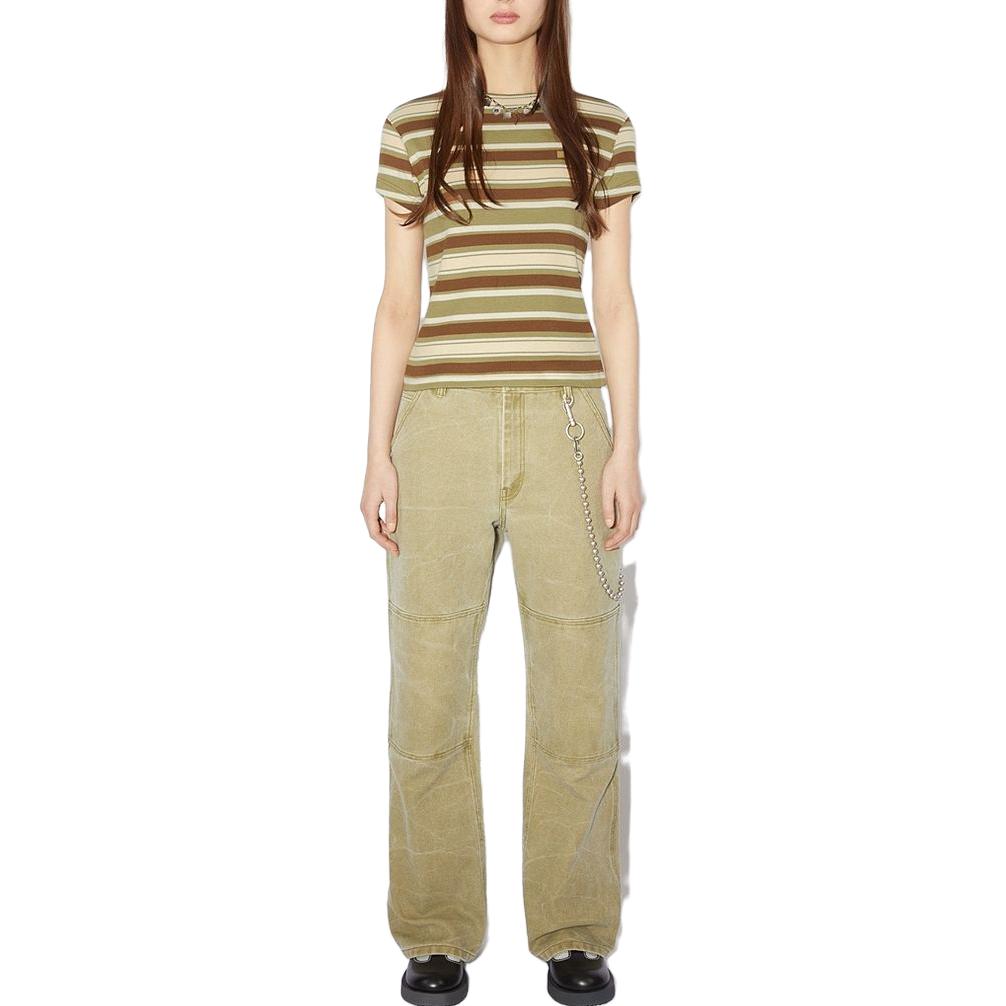 Lookbook Acne Studios SS23 笑臉條紋棉質修身T恤 綠色 男女同款 CL0211-BHM