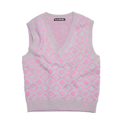 Acne Studios SS23 Smiley Face V-Neck Wool Blend Knit Vest Unisex C60069-DFN
