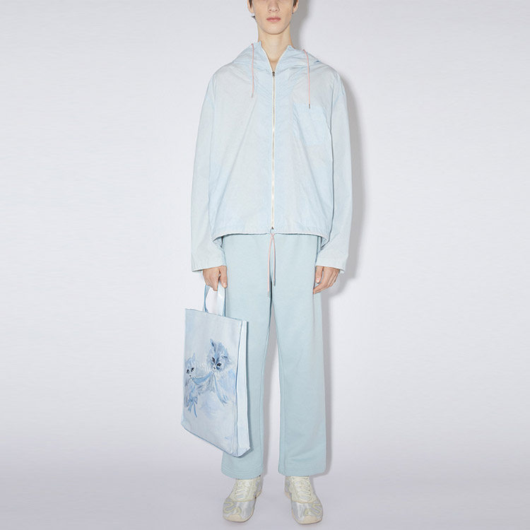 Lookbook Acne Studios SS23 男士純色抽繩連帽外套霧藍色 B90689-AAT
