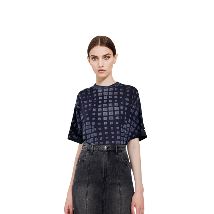 Sizing Acne Studios SS23 方形印花中性黑色休閒圓領T恤. CL0178-900