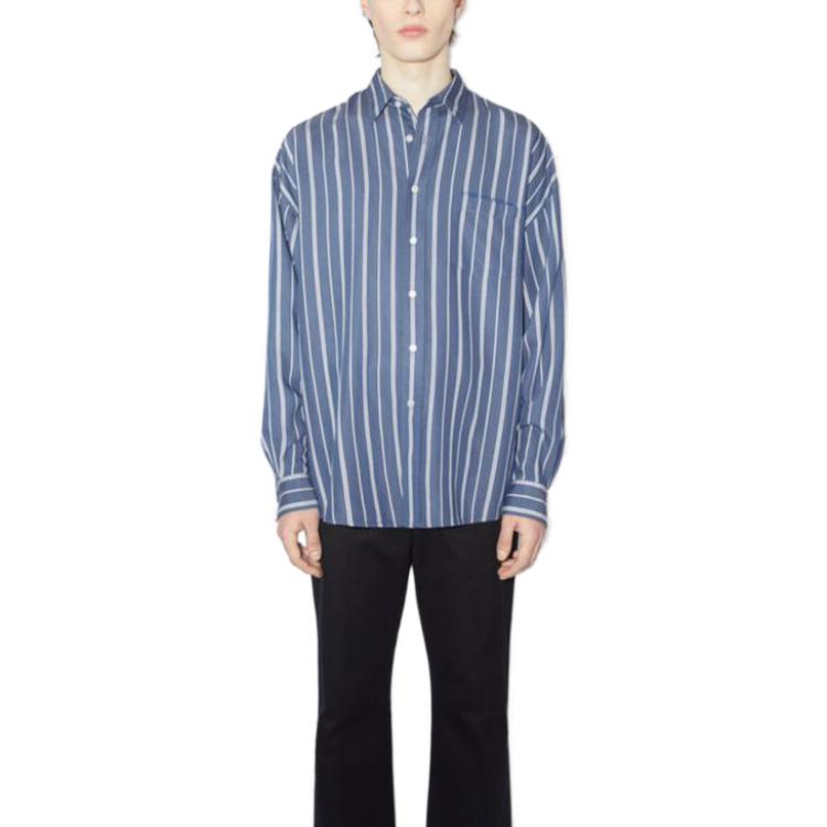 Lookbook Acne Studios SS23 藍色條紋長袖襯衫 男裝 BB0541-AUZ