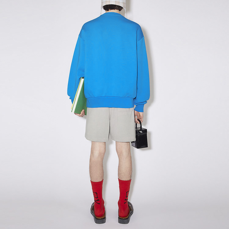 Purchase Acne Studios SS23 男女徽章標誌寶石藍色套頭衫毛衣。 CI0120-CS0