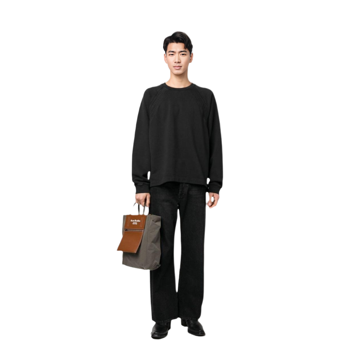 Lookbook Acne Studios SS23 男女黑色圓領套頭衫衛衣 CI0127-900