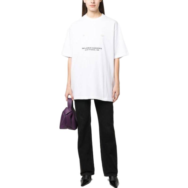 Lookbook Acne Studios SS23 Unisex Letter Print White Crewneck T-Shirt. CL0174-183