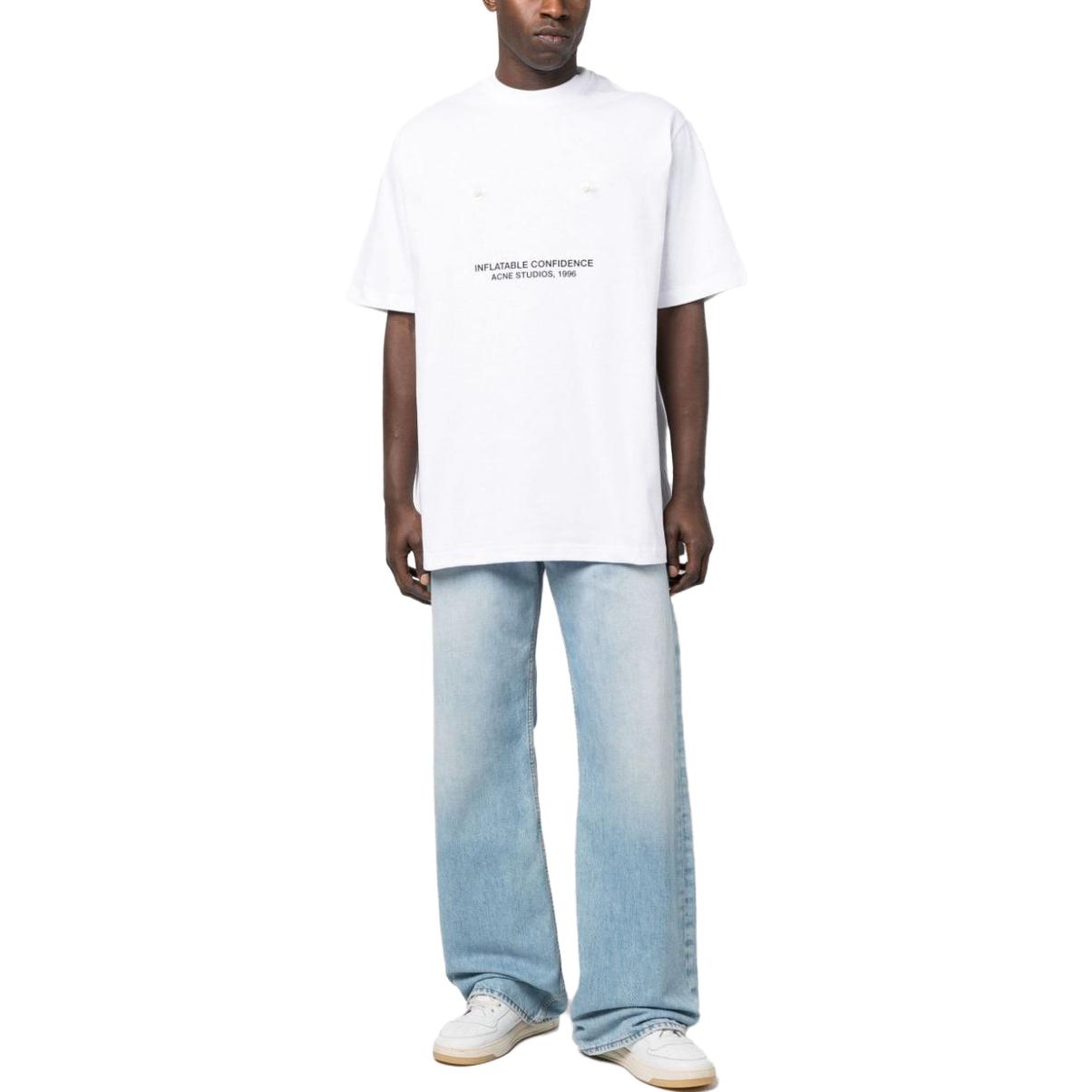 Details for Acne Studios SS23 Unisex Letter Print White Crewneck T-Shirt. CL0174-183