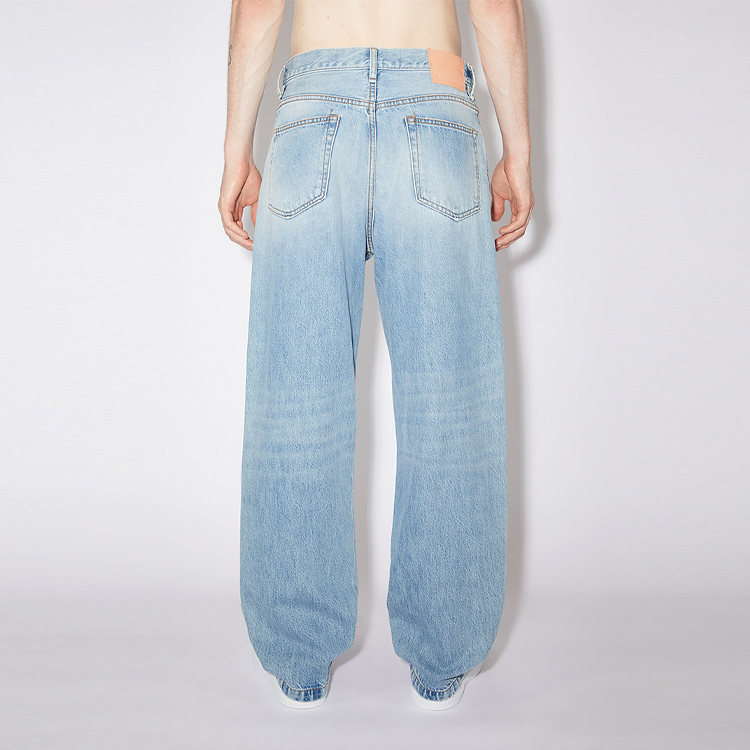 Shop アクネ ストゥディオズ SS23 ユニセックス ルーズフィット 調節可能 デニムジーンズ ライトブルー C00039-228