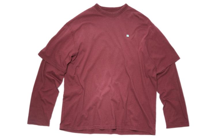 Acne Studios SS23 Unisex Loose Fit Layered Long Sleeve T-Shirt Burgundy CL0100-ACD
