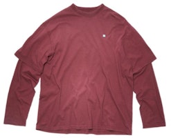 Acne Studios SS23 Unisex Loose Fit Layered Long Sleeve T-Shirt Burgundy CL0100-ACD Acne Studios SS23 Unisex Loose Fit Layered Long Sleeve T-Shirt Burgundy CL0100-ACD