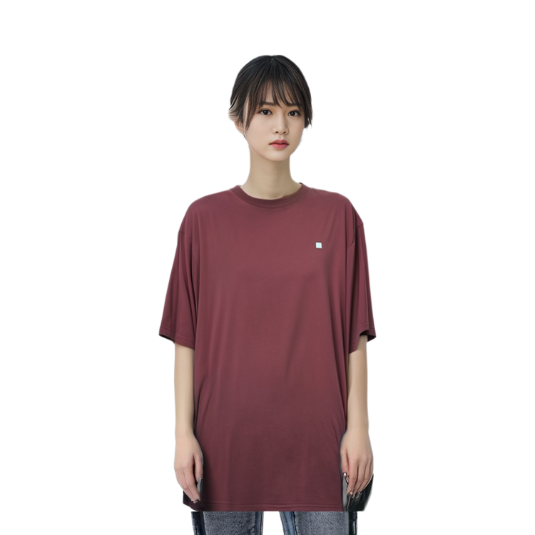Details for Acne Studios SS23 Unisex Loose Fit Layered Long Sleeve T-Shirt Burgundy CL0100-ACD
