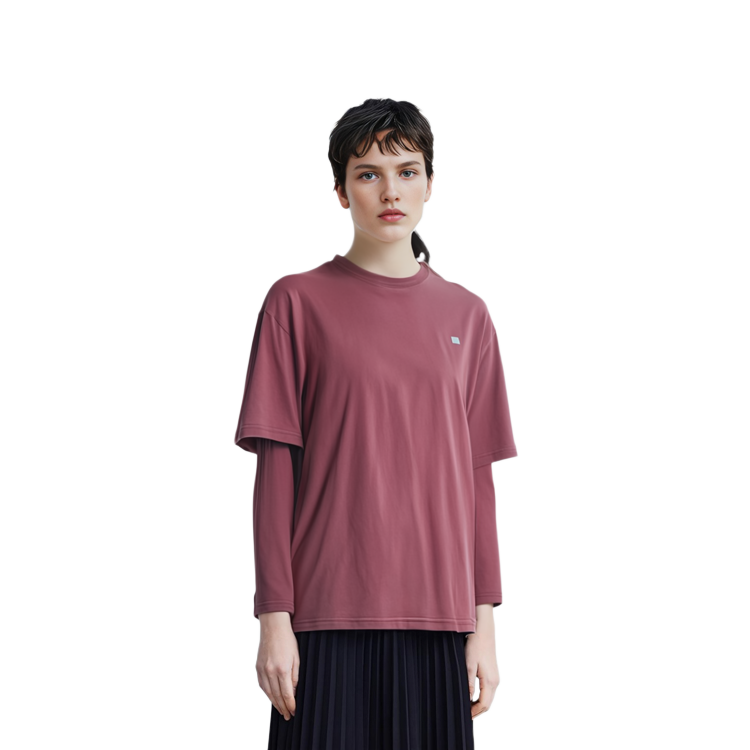 Sizing Acne Studios SS23 Unisex Loose Fit Layered Long Sleeve T-Shirt Burgundy CL0100-ACD