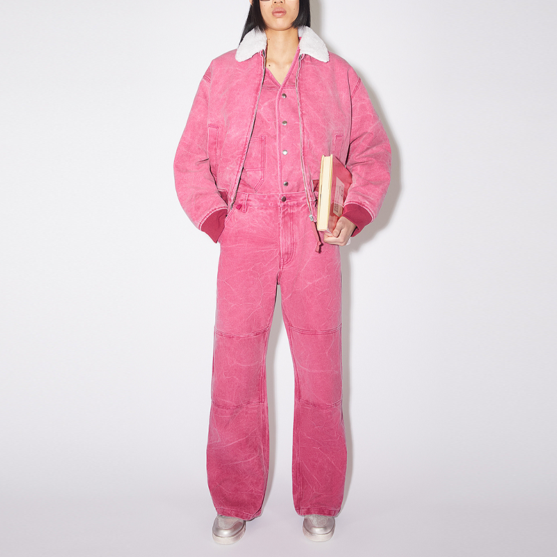 Lookbook Acne Studios SS23 Washed Denim Loose Fit Straight Jeans Unisex - Rose Pink CK0064-ACT