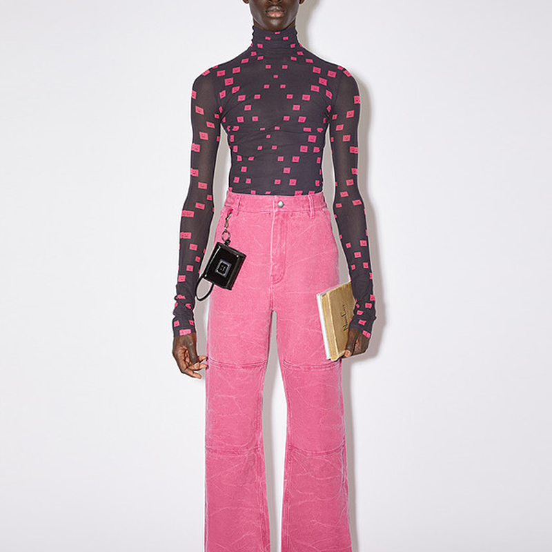 Shop Acne Studios SS23 Washed Denim Loose Fit Straight Jeans Unisex - Rose Pink CK0064-ACT