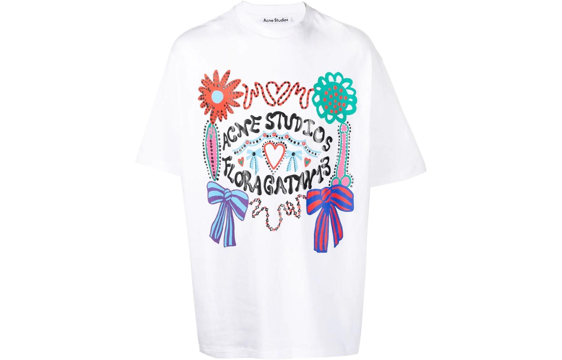Acne Studios SS23 White Graphic Print Crewneck Short Sleeve T-Shirt Men BL0348-183 圖 2
