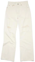 Acne Studios SS23 White Relaxed Fit Distressed Straight-Leg Jeans B00305-100 Acne Studios SS23 White Relaxed Fit Distressed Straight-Leg Jeans B00305-100