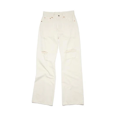Acne Studios SS23 White Relaxed Fit Distressed Straight-Leg Jeans B00305-100