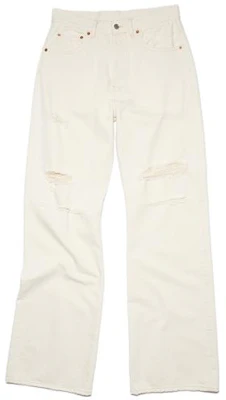 Acne Studios SS23 Jeans Putih Straight-Leg Distressed Fit Longgar. B00305-100 Order Acne Studios SS23 Jeans Putih Straight-Leg Distressed Fit Longgar. B00305-100