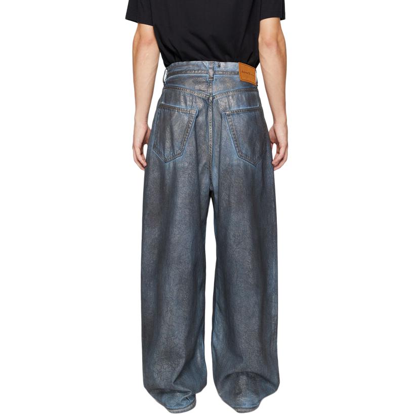 Shop アクネ ストゥディオズ SS24 3Dプリント ダメージ ミッドライズ バギージーンズ シルバーブルー B00346-BBR
