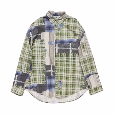 Acne Studios SS24 3D Printed Mint Mambo Plaid Long Sleeve Shirt Green BB0578-BHM