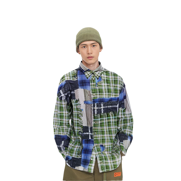 Purchase Acne Studios SS24 3D印花薄荷綠格紋長袖襯衫 綠色 BB0578-BHM