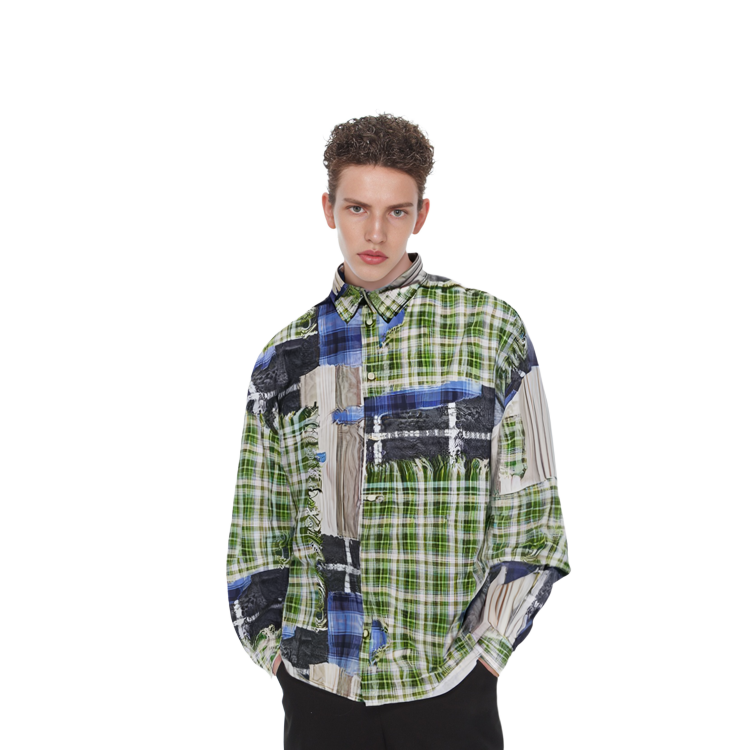 Details for Acne Studios SS24 3D印花薄荷綠格紋長袖襯衫 綠色 BB0578-BHM