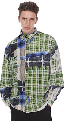 아크네 스튜디오 SS24 3D 프린트 민트 맘보 체크 롱슬리브 셔츠 그린 BB0578-BHM Details for 아크네 스튜디오 SS24 3D 프린트 민트 맘보 체크 롱슬리브 셔츠 그린 BB0578-BHM