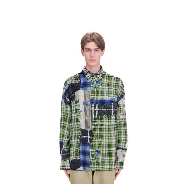 Sizing Acne Studios SS24 3D印花薄荷綠格紋長袖襯衫 綠色 BB0578-BHM