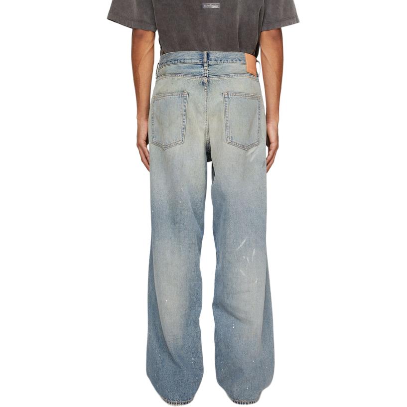 Shop Acne Studios SS24 寬鬆低腰直筒牛仔褲 淺藍色 1981M B00339-228048