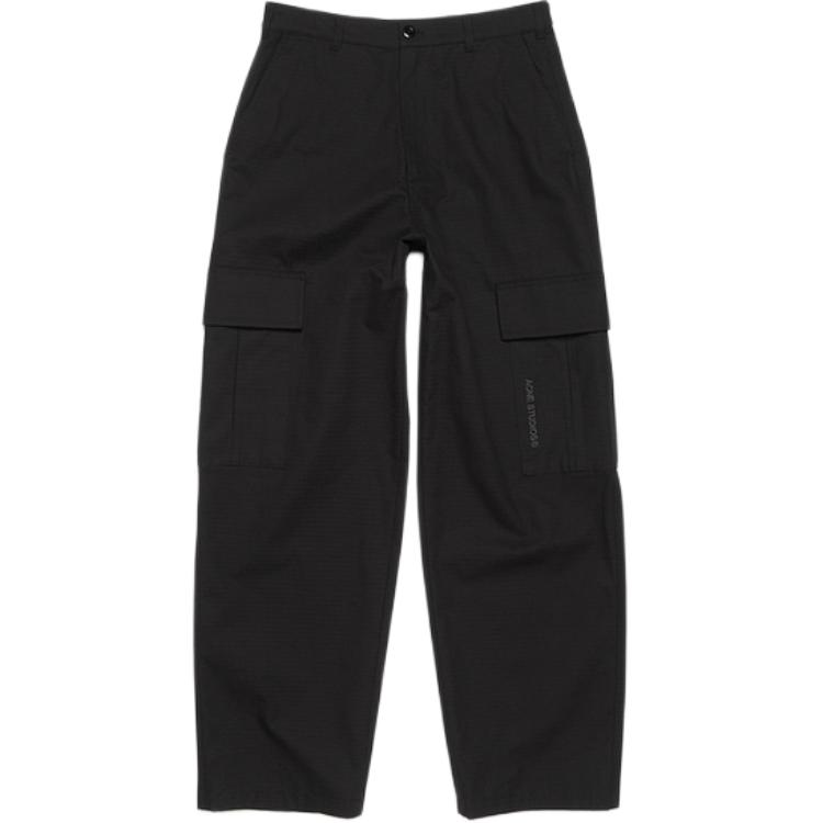 Order Pantalones Utilitarios Negros Acne Studios SS24 con Logo Bordado y Corte Relajado. BK0616-900