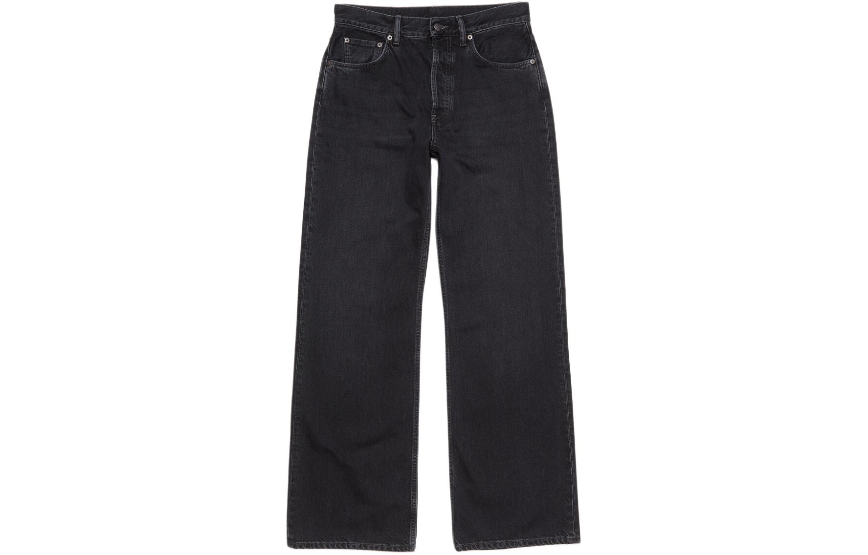 Acne Studios SS24  Black Wide-Leg Mid-Rise Denim Jeans B00363-900