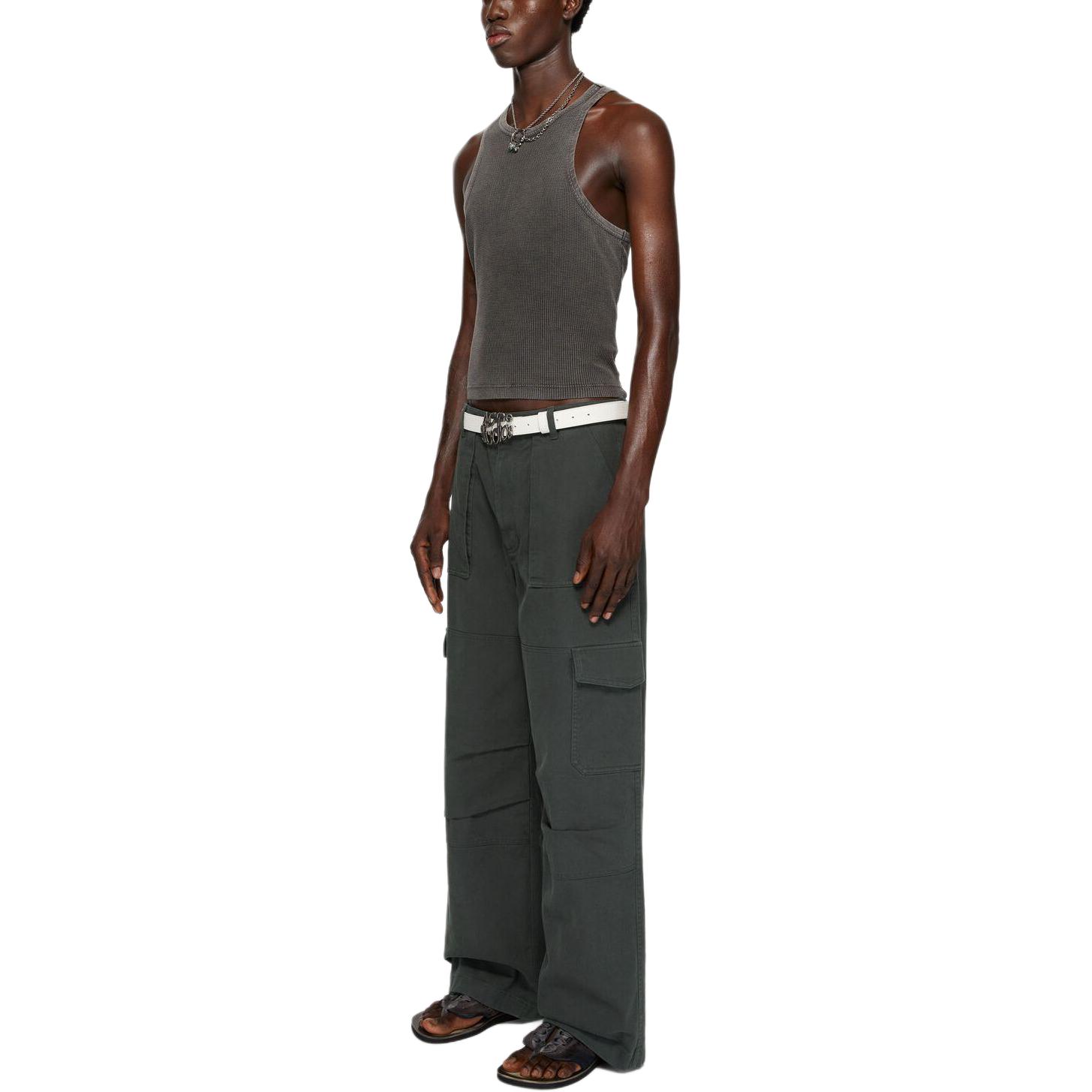 Shop Acne Studios SS24 Celana Jeans High-Waist Wide-Leg Fit Longgar Abu Gelap. BK0589-AA3