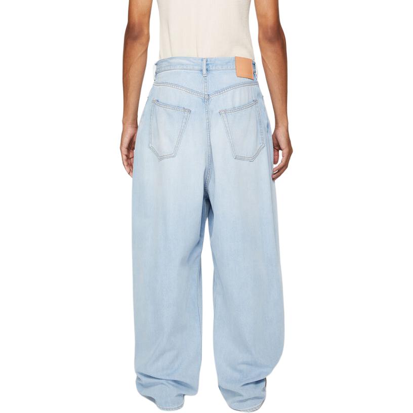 Shop アクネ ストゥディオズ SS24 ハイウエスト ウォッシュド ルーズフィット ジーンズ ライトブルー B00335-228