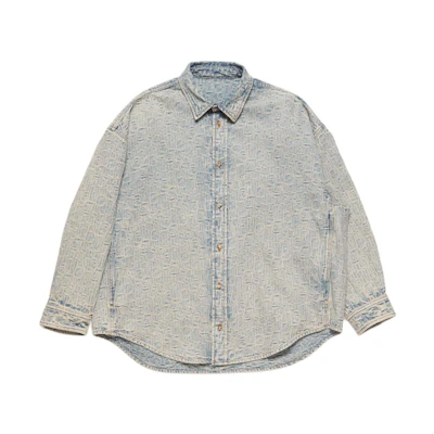Acne Studios SS24 Jacquard Loose Fit Long Sleeve Denim Jacket Blue BB0562-BUF