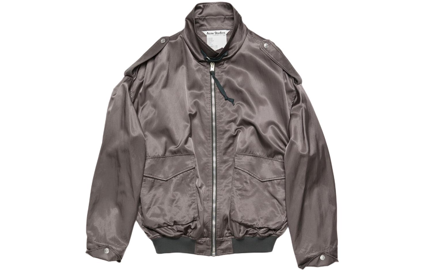 Acne Studios SS24  Loose Fit Zip Jacket with Epaulet Detail in Grey. B90743-DLH