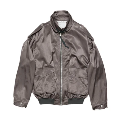 Acne Studios SS24 Loose Fit Zip Jacket with Epaulet Detail in Grey. B90743-DLH