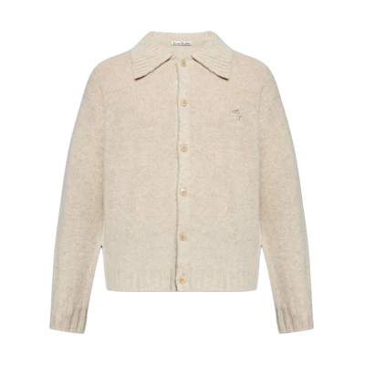 Acne Studios SS24 Oversized Beige Button-Up Collar Knit Sweater. B60294X92