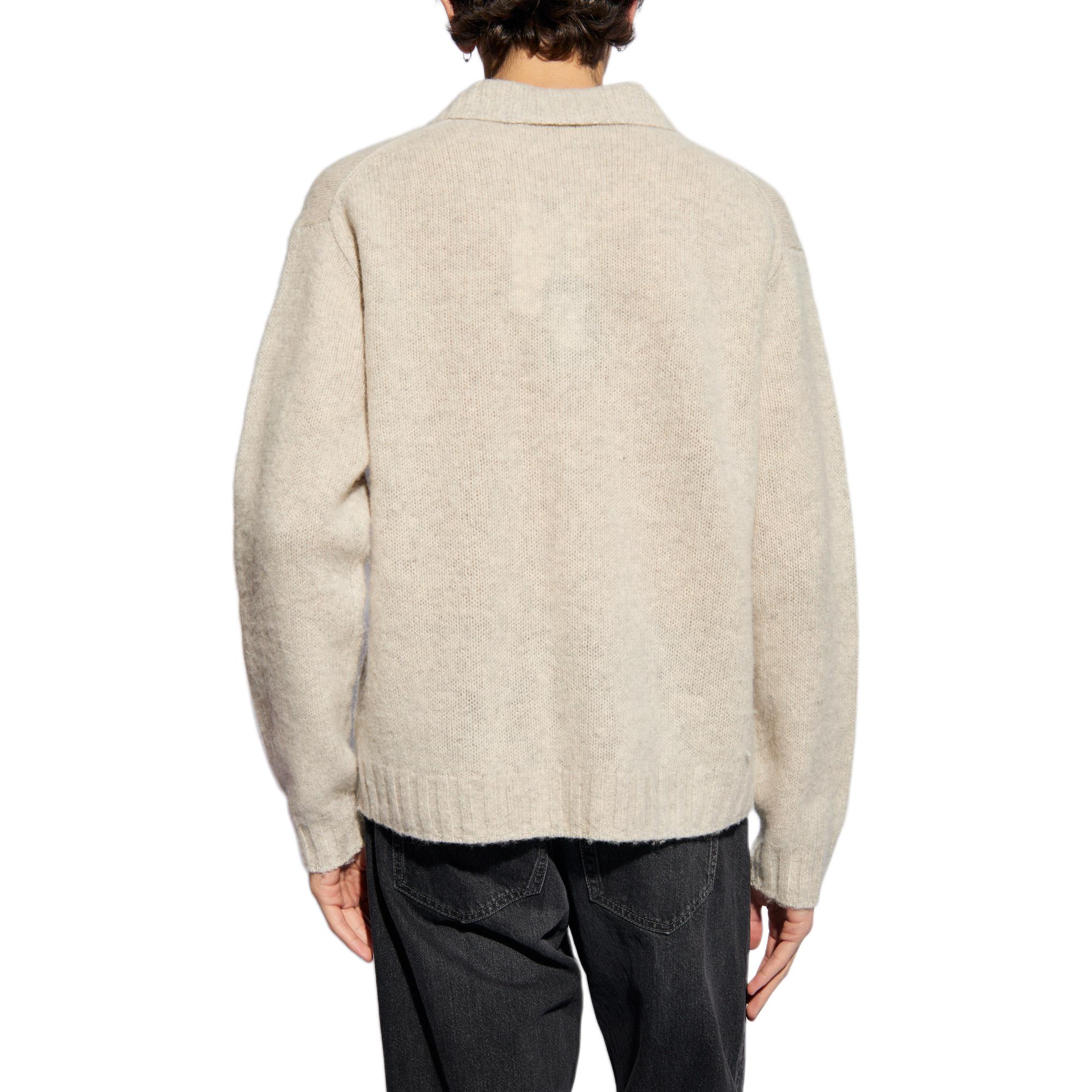 Shop Acne Studios SS24  Oversized Beige Button-Up Collar Knit Sweater. B60294X92