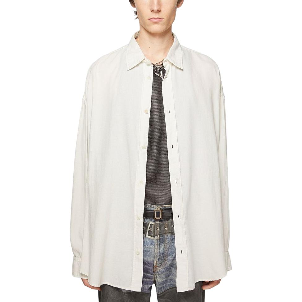 Lookbook Camisa Manga Larga Acne Studios SS24 Oversize Logo Gris Blanco. BB0571-AEG