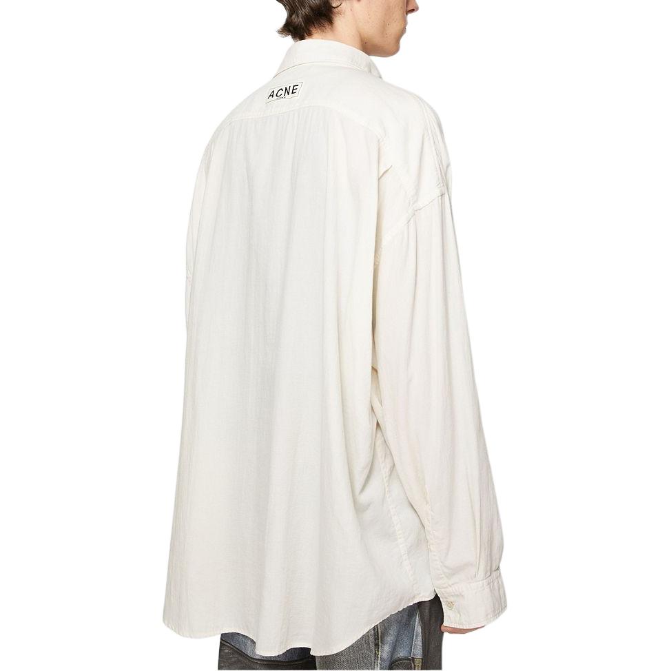 Shop Camisa Manga Larga Acne Studios SS24 Oversize Logo Gris Blanco. BB0571-AEG