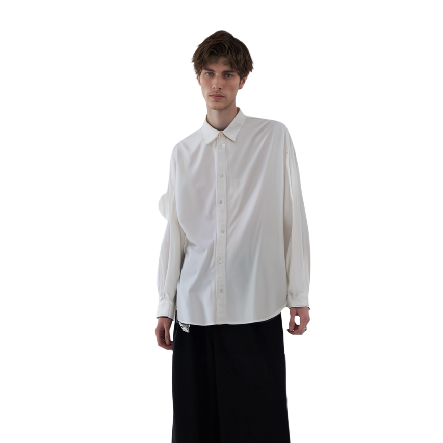 Cheap Camisa Manga Larga Acne Studios SS24 Oversize Logo Gris Blanco. BB0571-AEG