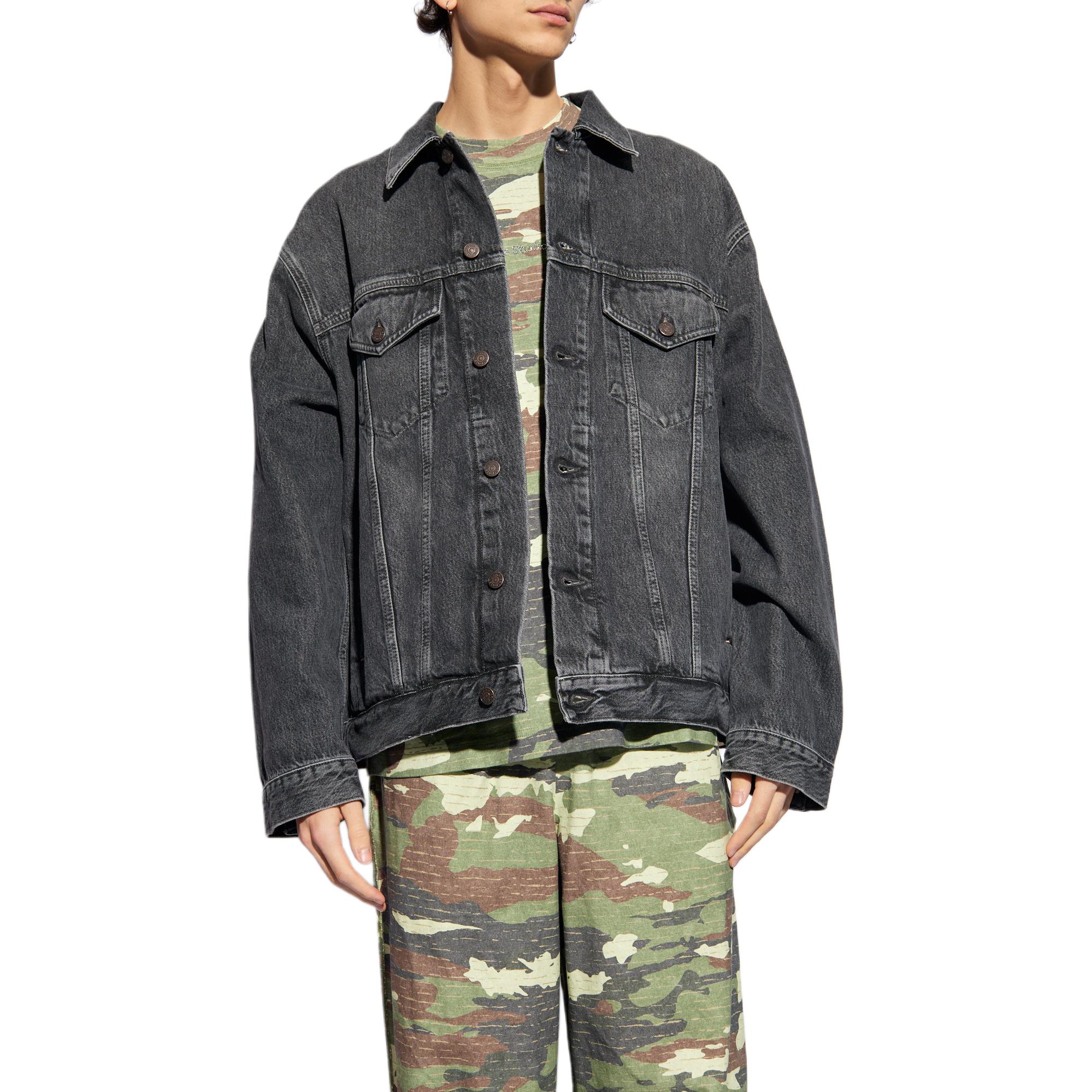 Shop Acne Studios SS24 Chaqueta Negra Lavada de Botón Simple. C90167-900