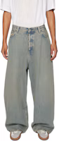 Lookbook Acne Studios 男士SS24寬鬆中腰藍色牛仔褲 - 水洗款式。 B00336-BUF