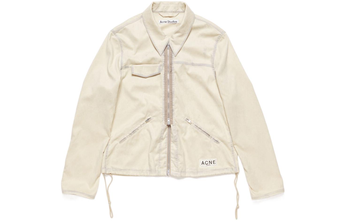 Acne Studios SS24 Beige Fitted Zip-Up Collared Long-Sleeve Jacket B90756AEK